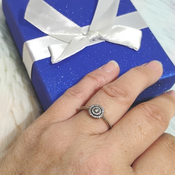Authentic Pandora 925 Sterling Silver CZ Sparkly Ring Sz.54=7 - Picture 2 of 10